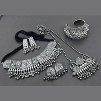 Vaamika Oxidized Plated Long & Choker Necklace Set With , Kada