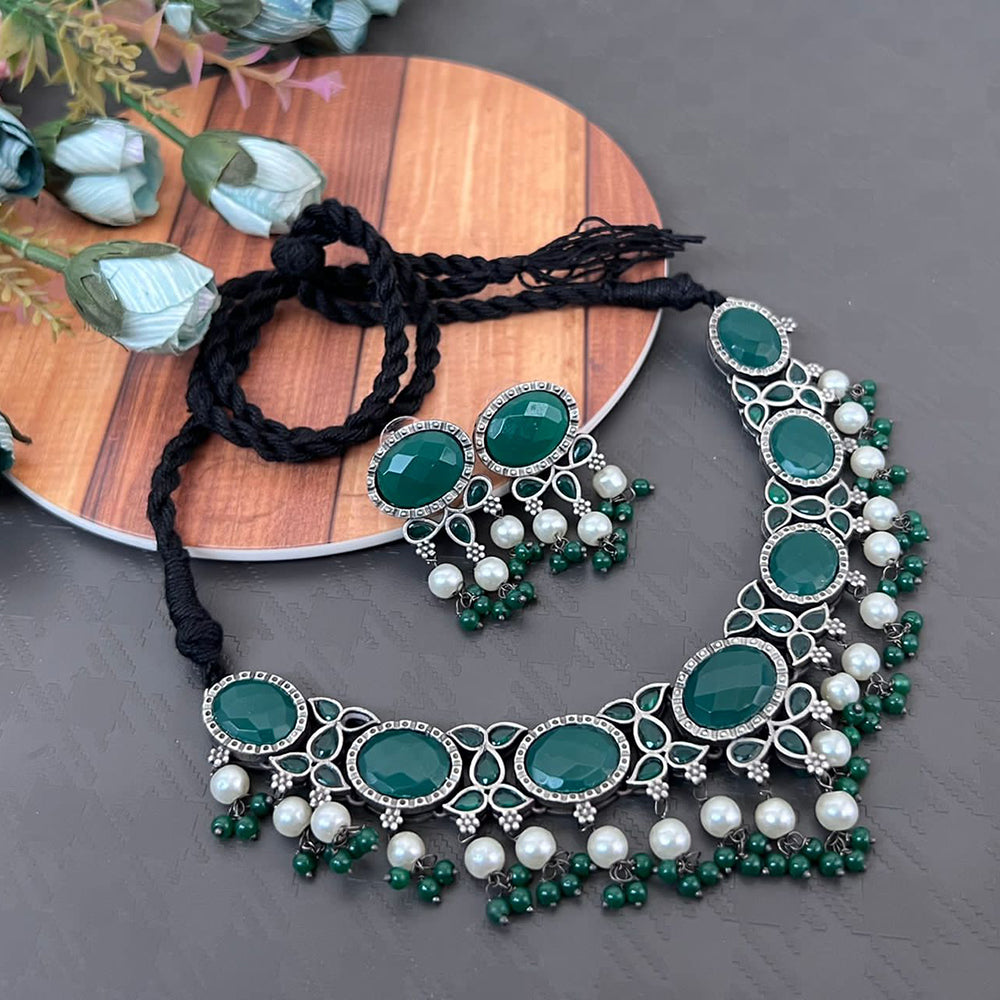 Vaamika Pota Kundan Stone Thread Oxidized Plated Necklace Set