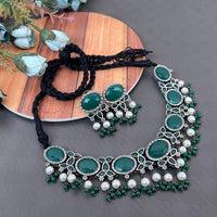 Vaamika Pota Kundan Stone Thread Oxidized Plated Necklace Set