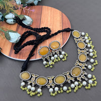 Vaamika Pota Kundan Stone Thread Oxidized Plated Necklace Set