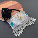 Vaamika Blaack Pota Stone Thread Oxidized Plated Necklace Set