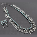 Vaamika Oxidised Plated Pota Stone Long Necklace Set