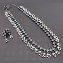 Vaamika Oxidised Plated Pota Stone Long Necklace Set