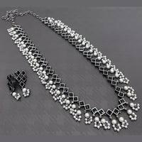 Vaamika Oxidised Plated Pota Stone Long Necklace Set