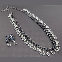 Vaamika Oxidised Plated Pota Stone Long Necklace Set