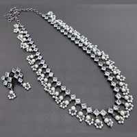 Vaamika Oxidised Plated Pota Stone Long Necklace Set