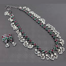 Vaamika Oxidised Plated Pota Stone Long Necklace Set