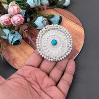 Vaamika Silver Plated Pota Stone Adjustable Rings