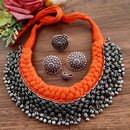 Vaamika Oxidized Plated Choker Necklace Set With , Ring , Nose Ring