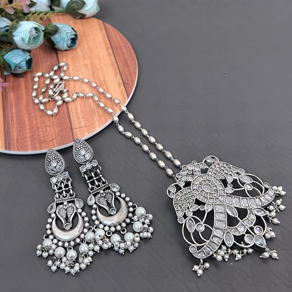 Vaamika Pota Stone Oxidized Plated Necklace Set