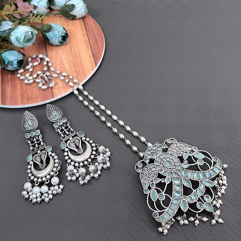 Vaamika Pota Stone Oxidized Plated Necklace Set