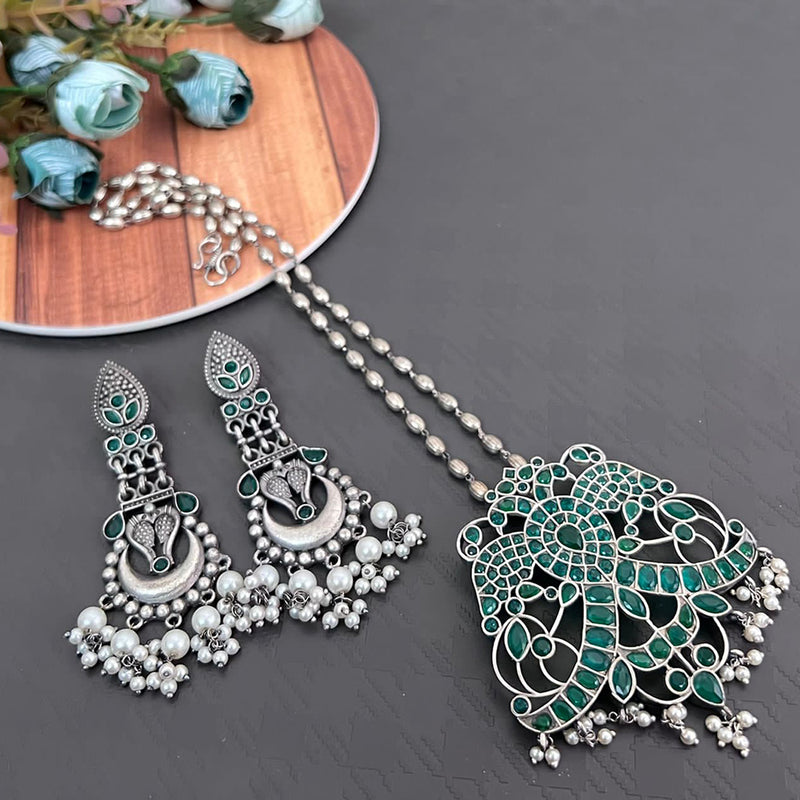 Vaamika Pota Stone Oxidized Plated Necklace Set