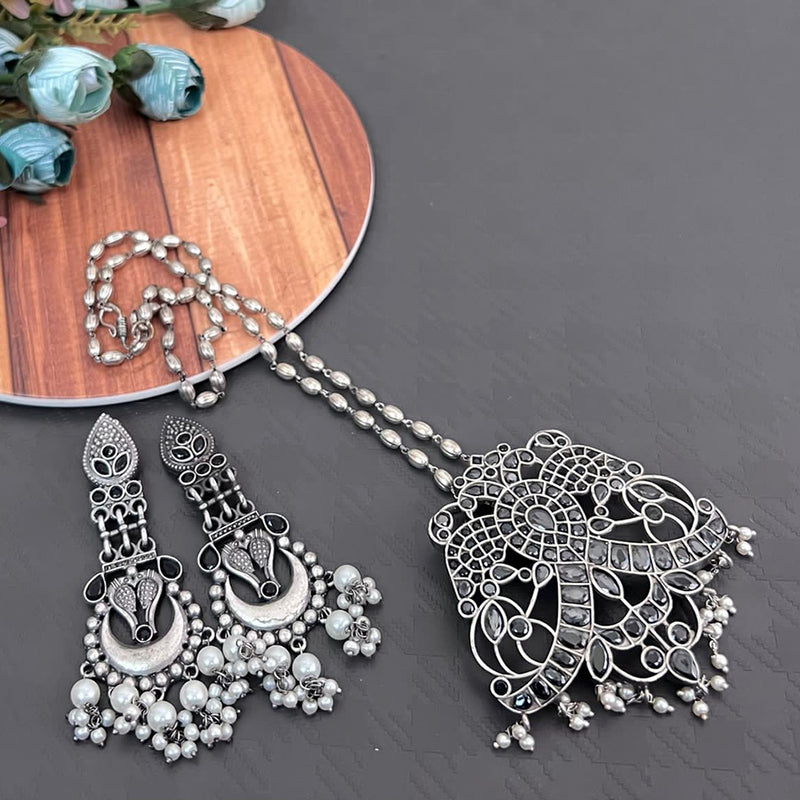 Vaamika Pota Stone Oxidized Plated Necklace Set