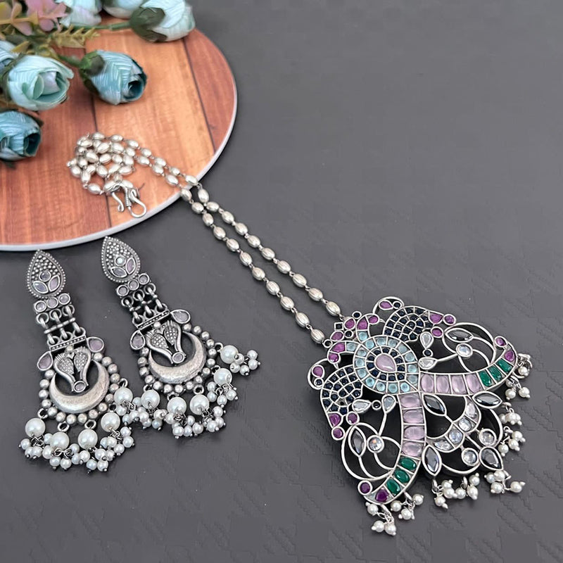 Vaamika Pota Stone Oxidized Plated Necklace Set