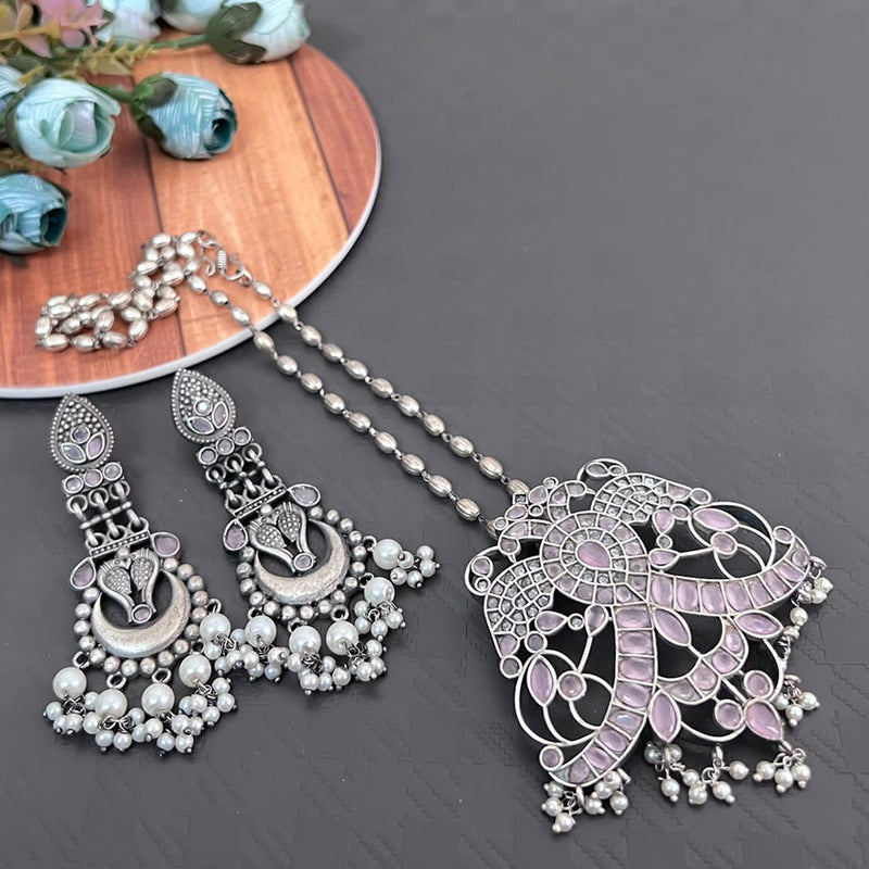 Vaamika Pota Stone Oxidized Plated Necklace Set