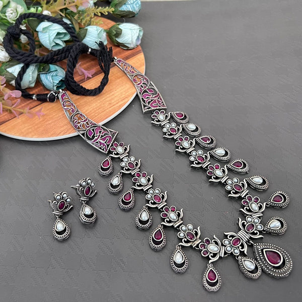 Vaamika Pota Stone Oxidized Plated Necklace Set