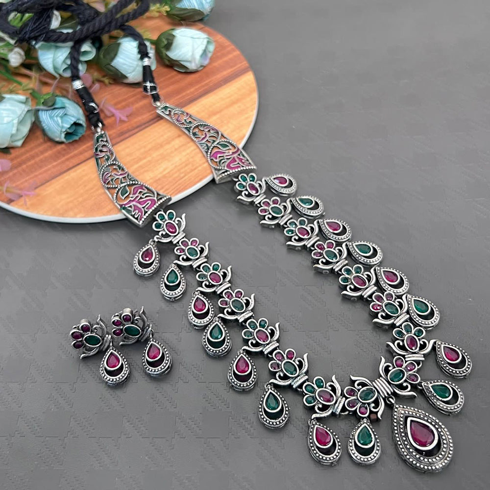 Vaamika Pota Stone Oxidized Plated Necklace Set
