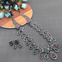 Vaamika Pota Stone Oxidized Plated Necklace Set