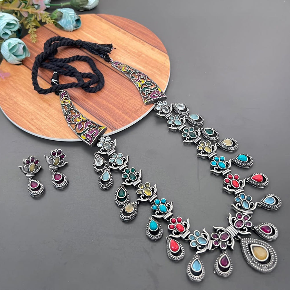 Vaamika Pota Stone Oxidized Plated Necklace Set