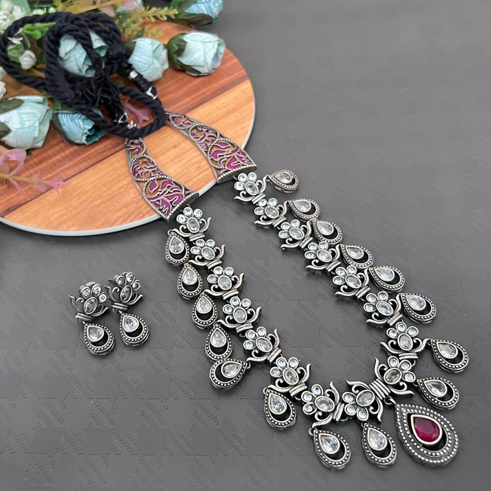 Vaamika Pota Stone Oxidized Plated Necklace Set