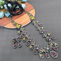 Vaamika Pota Stone Oxidized Plated Necklace Set
