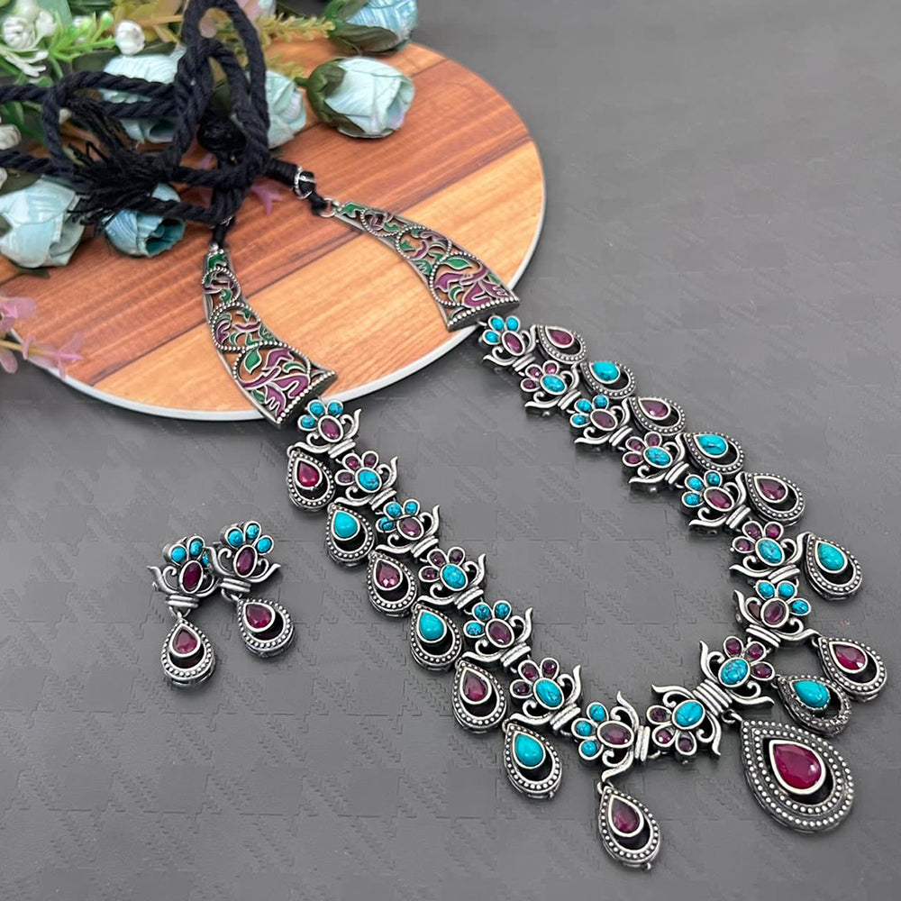 Vaamika Pota Stone Oxidized Plated Necklace Set