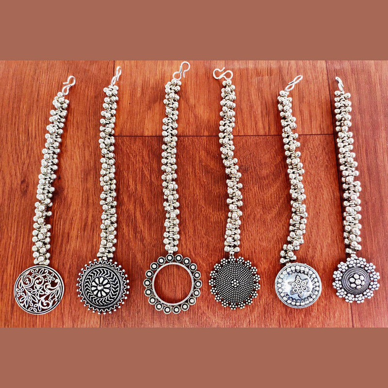 Vaamika Silver Plated Pack Of 6  Maang Tikka