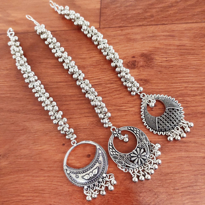 Vaamika Silver Plated Pack Of 3  Maang Tikka