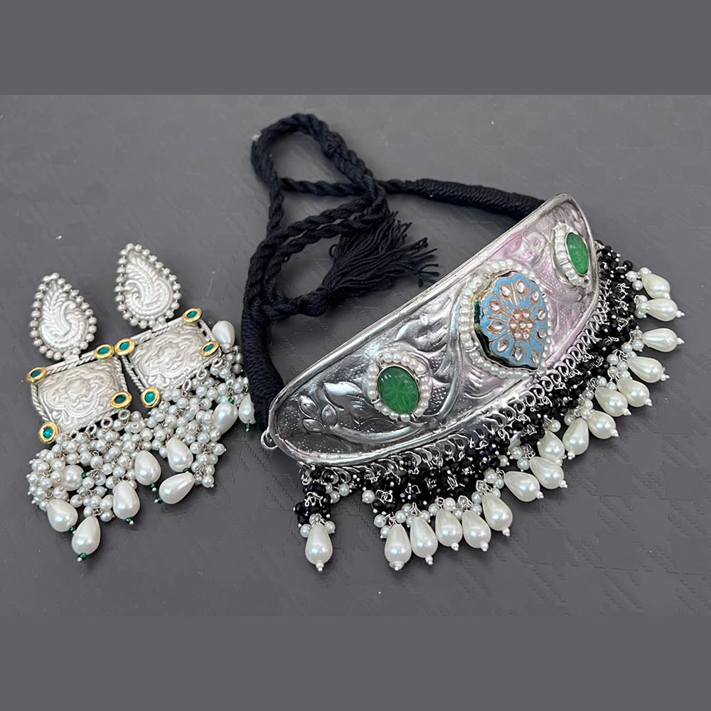 Vaamika Oxidized Plated Choker Necklace Set