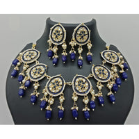 Vaamika Gold Plated Kundan Stone & Beads Necklace Set