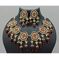 Vaamika Gold Plated Kundan Stone & Beads Necklace Set