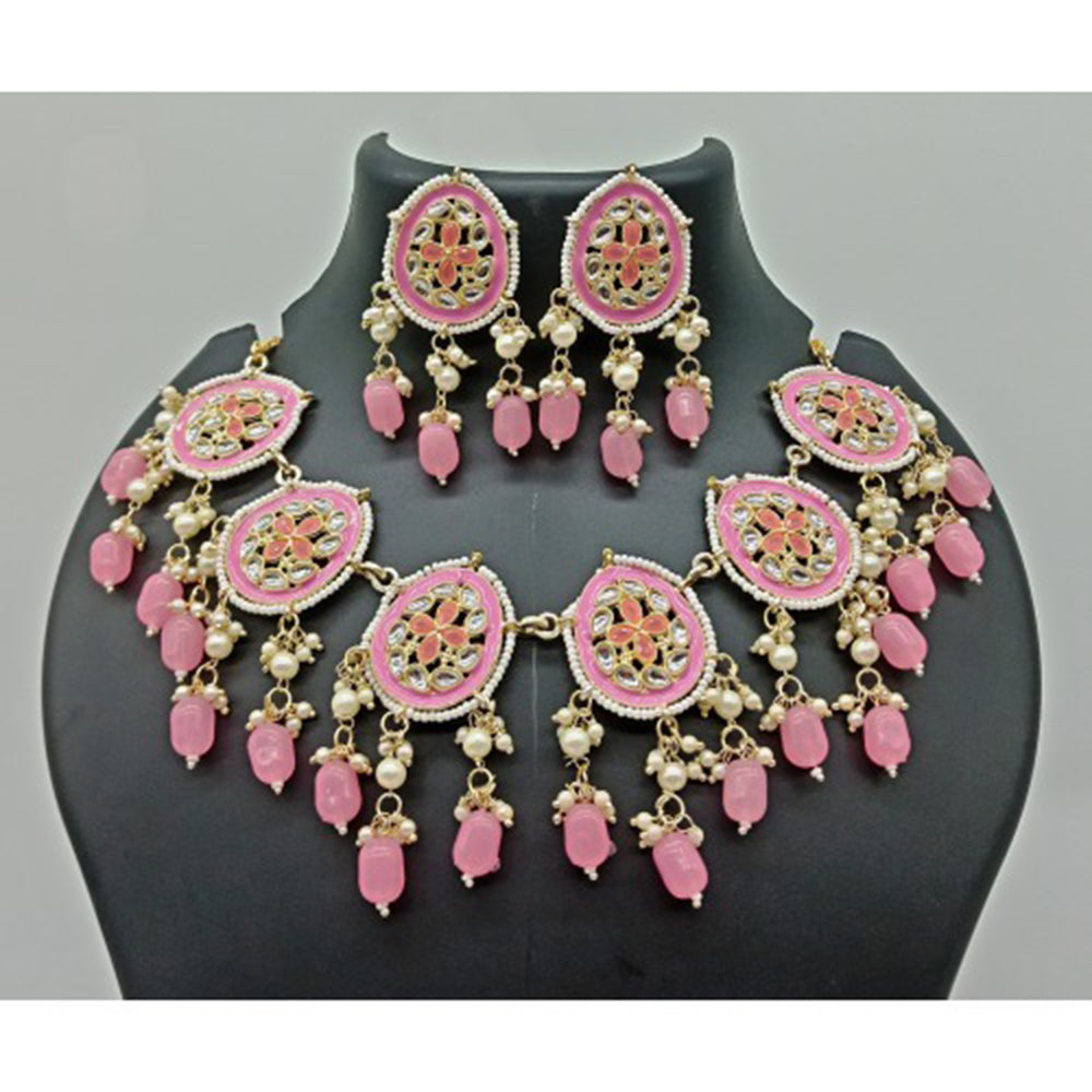 Vaamika Gold Plated Kundan Stone & Beads Necklace Set