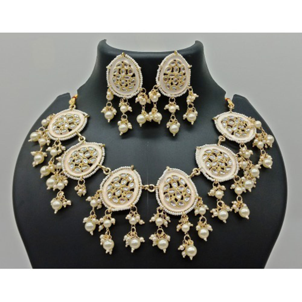 Vaamika Gold Plated Kundan Stone & Beads Necklace Set
