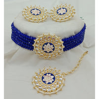 Vaamika Gold Plated Kundan Stone & Beads Necklace Set