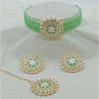 Vaamika Gold Plated Kundan Stone & Beads Necklace Set