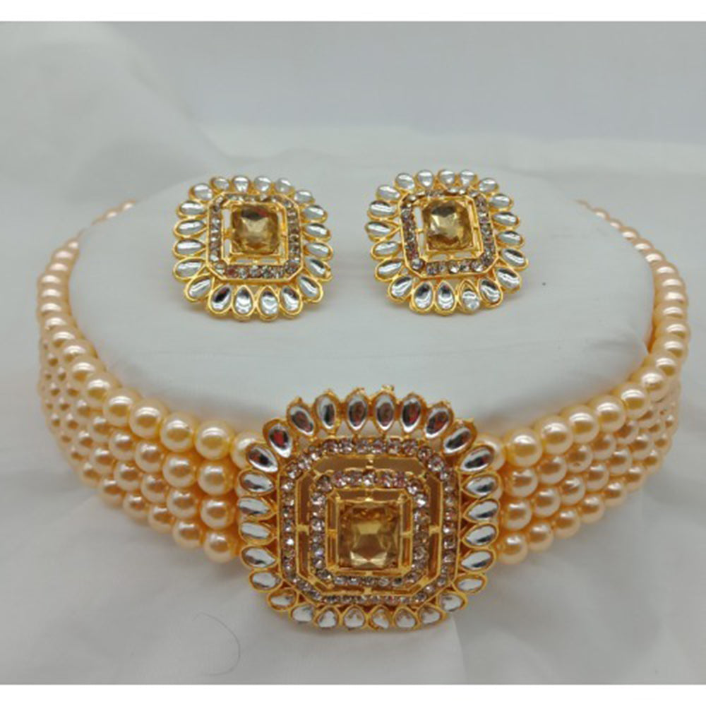 Vaamika Gold Plated Crystal Stone Necklace Set