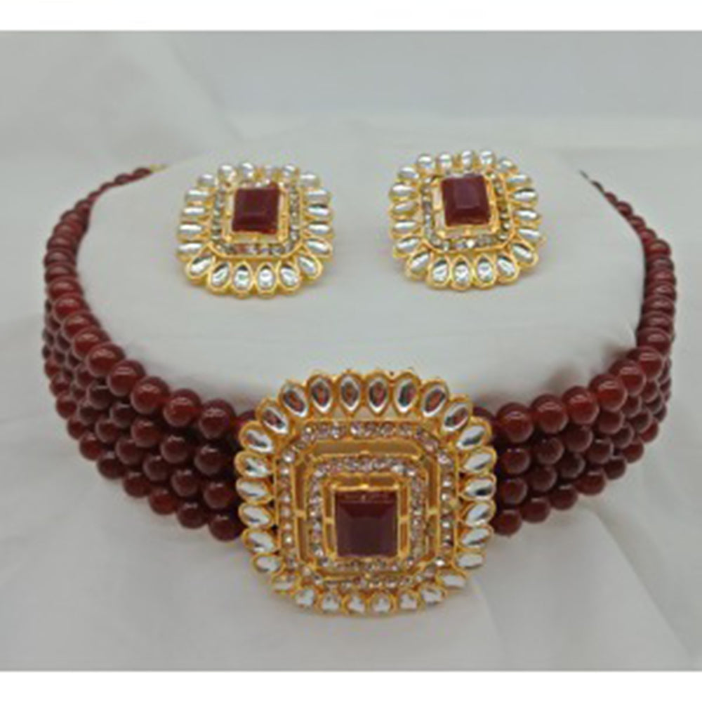 Vaamika Gold Plated Crystal Stone Necklace Set