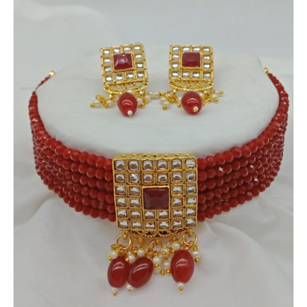 Vaamika Gold Plated Crystal Stone Necklace Set