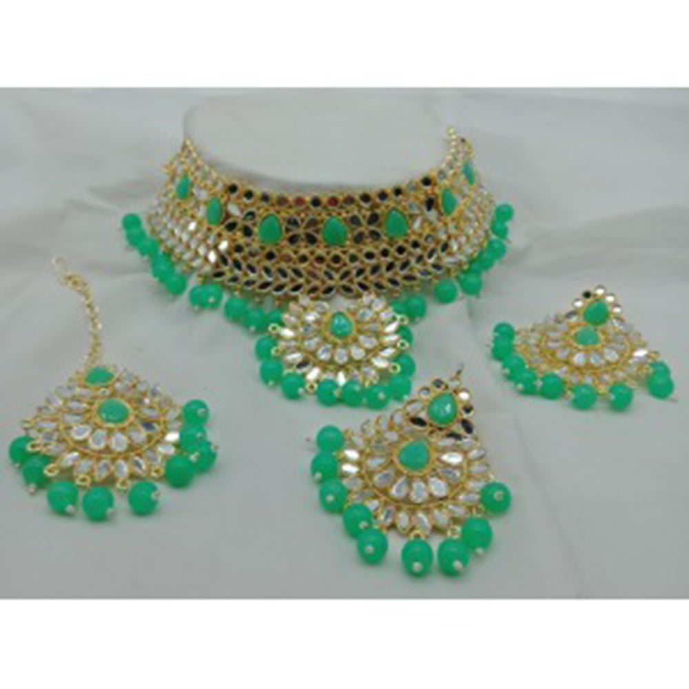 Vaamika Gold Plated Mirror Hasli Choker Necklace Set