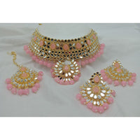 Vaamika Gold Plated Mirror Hasli Choker Necklace Set