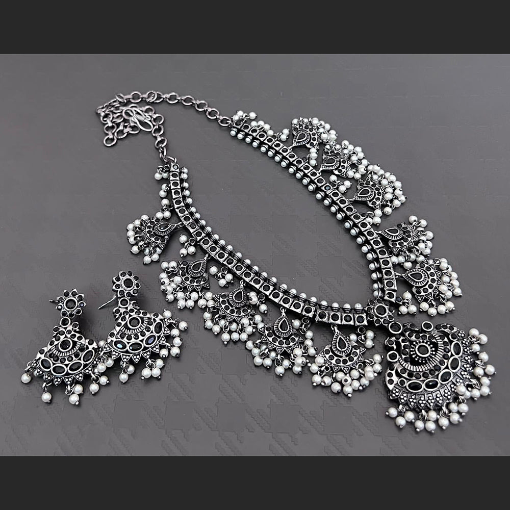 Vaamika Pota Stone Oxidized Plated Necklace Set