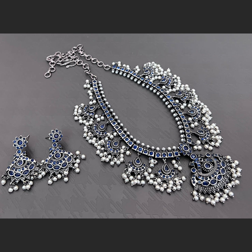 Vaamika Pota Stone Oxidized Plated Necklace Set