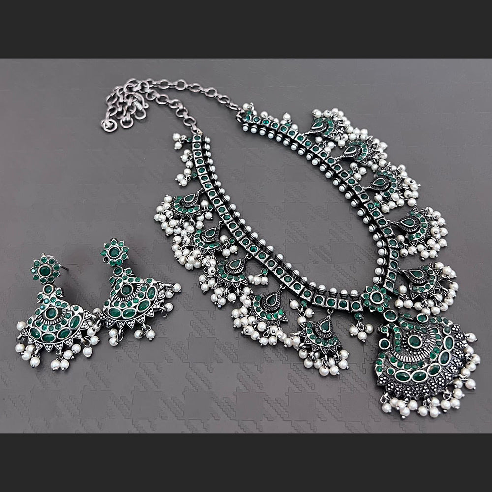 Vaamika Pota Stone Oxidized Plated Necklace Set