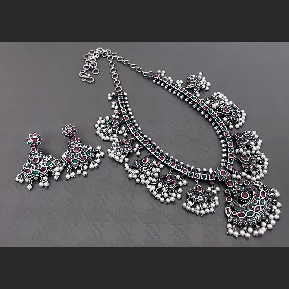 Vaamika Pota Stone Oxidized Plated Necklace Set