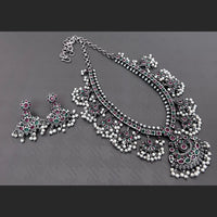 Vaamika Pota Stone Oxidized Plated Necklace Set