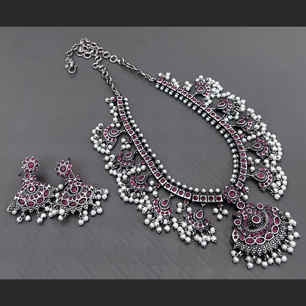 Vaamika Pota Stone Oxidized Plated Necklace Set