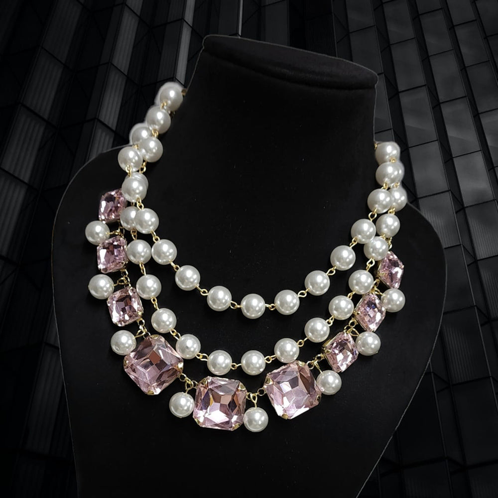 Vaamika Gold Plated Pearl And Crystal Necklace