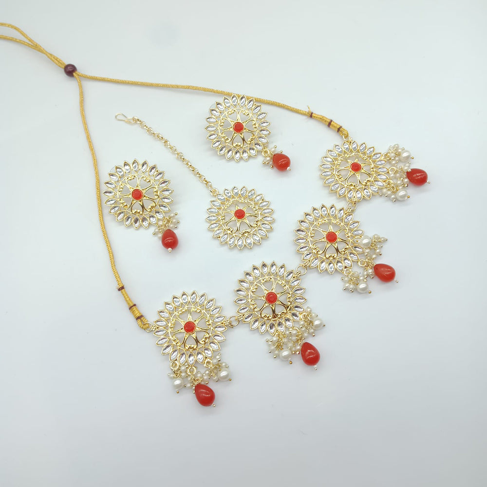 Vaamika Gold Plated Kundan Stone Necklace Set