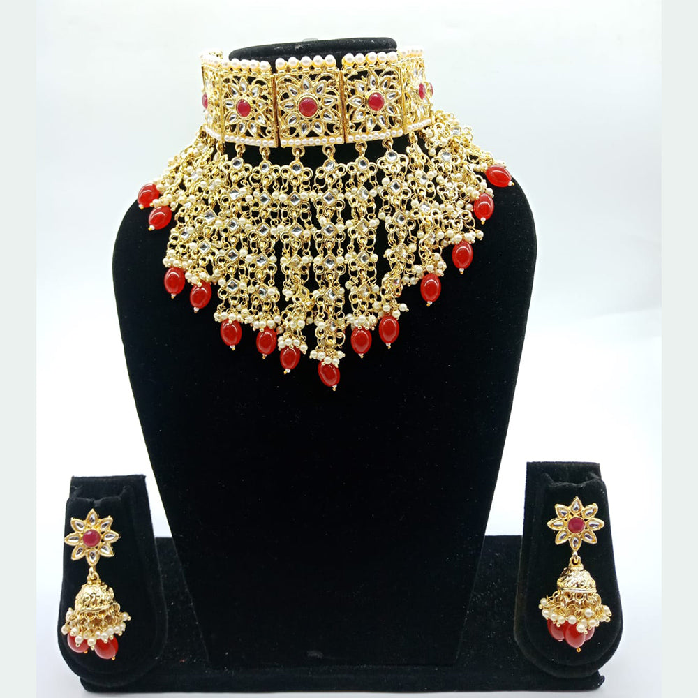 Vaamika Gold Plated Kundan Stone Necklace Set