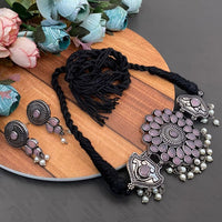 Vaamika Oxidized Plated Kundan Stone Necklace Set